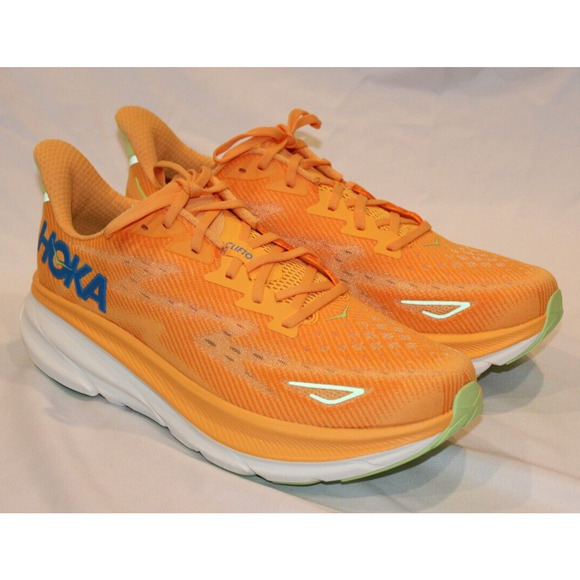 NIB Hoka One One Men's Clifton 9 Running Athletic Sneakers SLRL Orange Sz 13 NIB - Picture 2 of 6